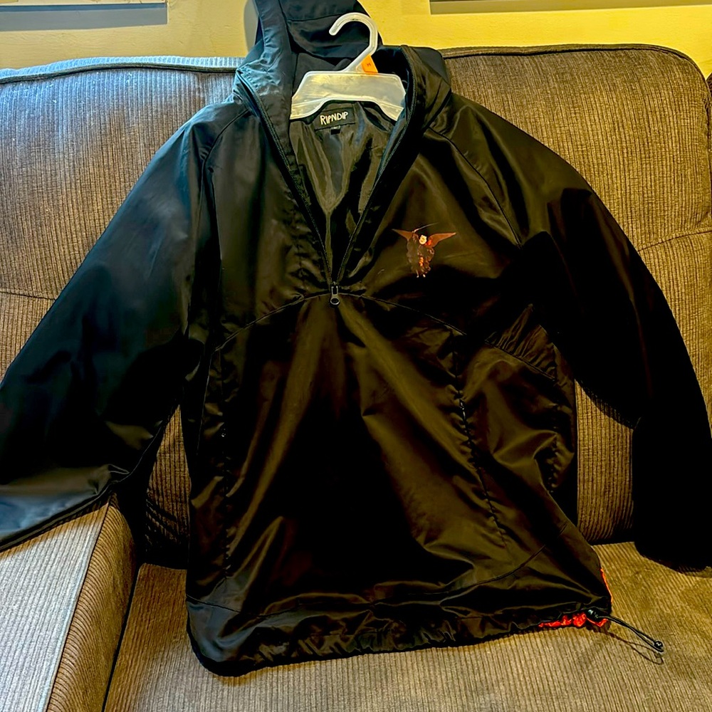 RipnDip Devil Cat Angel Skateboard Long Jacket Windbreaker (L)